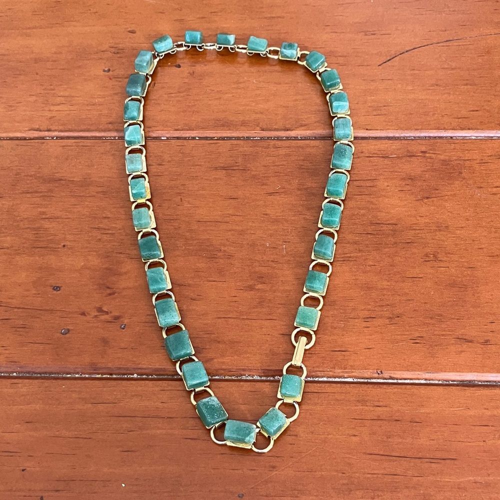 Vintage Green and Gold Costume Jewelry Necklace